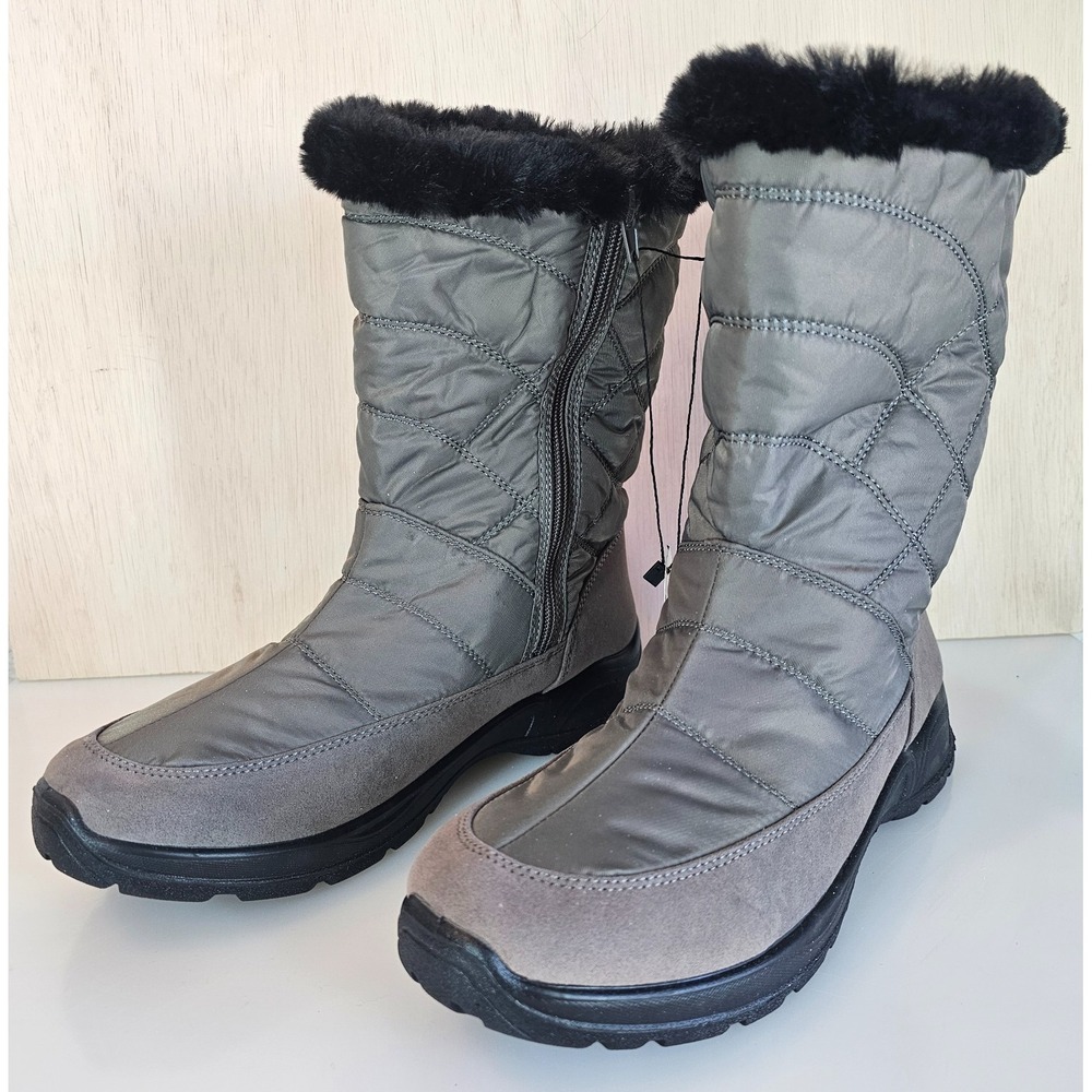 Easy Street Cuddle Easy Dry Waterproof Boots Grey / Taupe Size 10 NWT